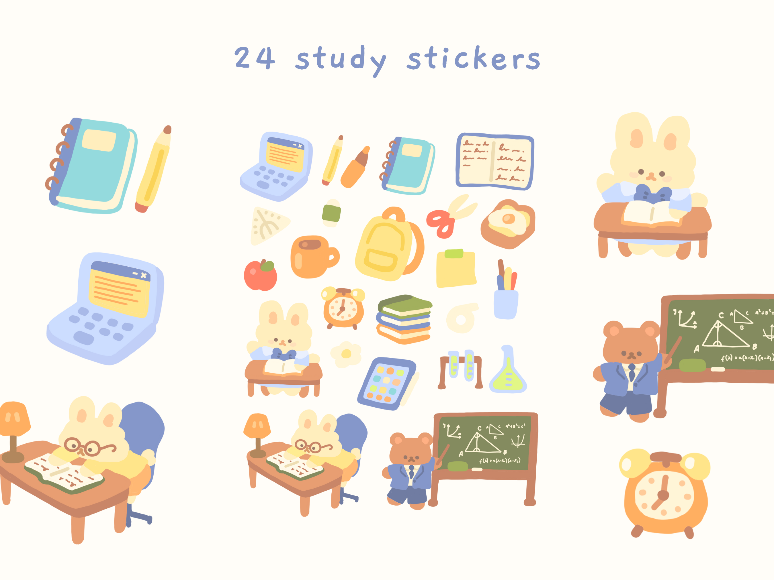 Study Time Sticker digital stickers - study session – StudioCherii