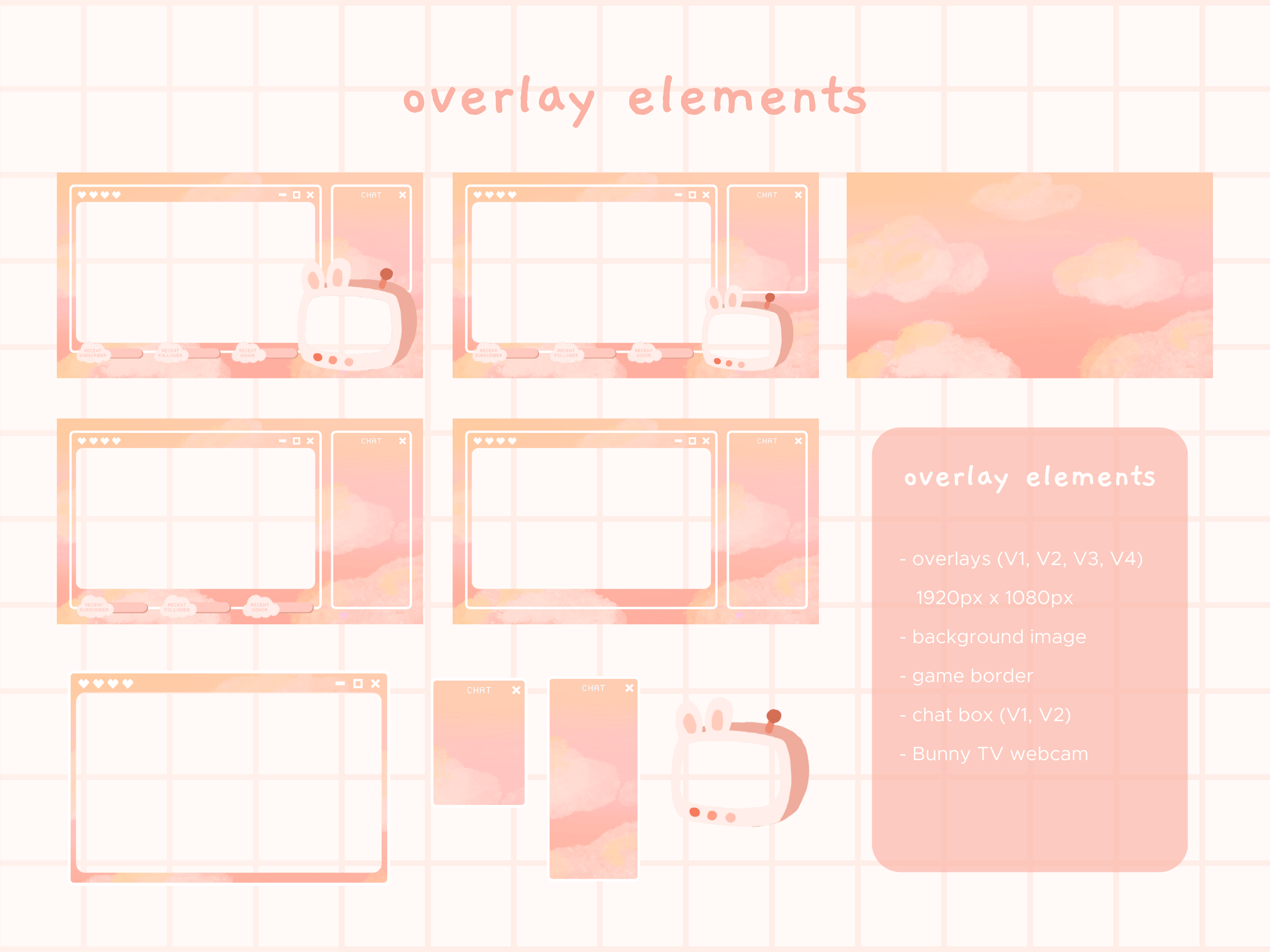 Stream Pack Strawberry Sunset / Panels Pack / Just Chatting 